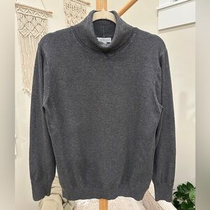 Charter Club Charcoal Gray Turtleneck Button Cuff Sweater L